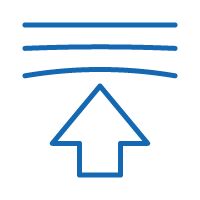 Icon of an arrow compressing describing stiffness, elevated stiffness, compression.