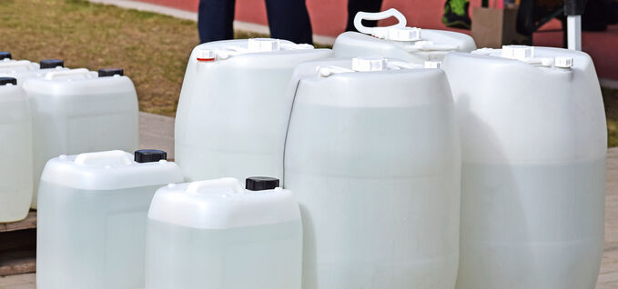 Containers filled with liquid