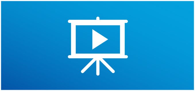 蓝色背景上的白色图标，用于屏幕上的视频